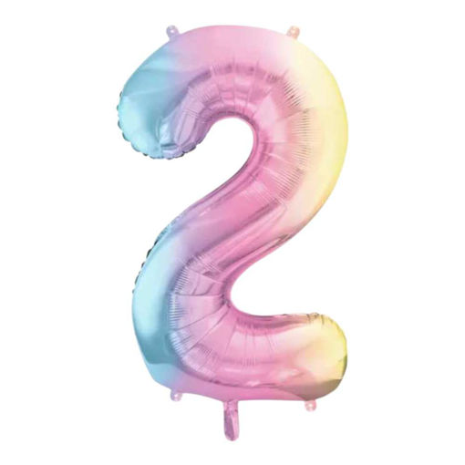 Picture of FOIL BALLOON NUMBER 2 PASTEL RAINBOW 34 INCH